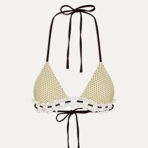 Logo personnalisé motif à pois blanc volants Bikini <span class=keywords><strong>jaune</strong></span> <span class=keywords><strong>string</strong></span> sexy <span class=keywords><strong>maillot</strong></span> <span class=keywords><strong>de</strong></span> <span class=keywords><strong>bain</strong></span> 2 pièces pour femmes - Product Image 4