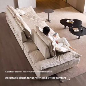 Italian Minimalist Sail <b>Sofa</b> Adjustable High Back Frosted Fabric Living Room <b>Cream</b> Style <b>Sofa</b> <b>Set</b> - Product Image 3
