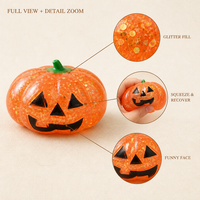 Jouet Squishy Citrouille d'Halloween Doux et Mignon Anti-Stress à Presser avec Gel Pailleté pour Adultes, Adolescents, Décoration de Fête, Cadeau