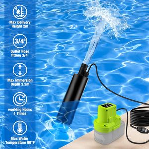 Adaptateur de pompe à eau <span class=keywords><strong>Ryobi</strong></span> compatible avec la <span class=keywords><strong>batterie</strong></span> <span class=keywords><strong>Ryobi</strong></span> 18V, pompe utilitaire submersible 120W 635GPH, pompe de transfert pour piscines, jardins - Product Image 4