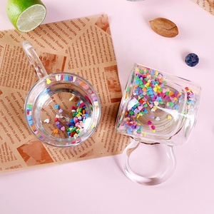 Coreano Inspirado Ins Kawaii Bolha Estrela Rosa Coração Dupla Parede De Vidro Copo De Café Lidar Com Caneca De Leite Resistente Ao Calor Bonito Design Colher - Product Image 3