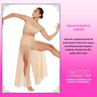 Ensembles de costumes de danse lyrique pour femmes MiDee, haut ouvert avec soutien-gorge intégré et pantalon large fendu pour les spectacles sur scène