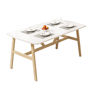 Table à manger en noyer avec pieds en acier carbone, mobilier de restaurant pour la maison et le café - Product Image 3