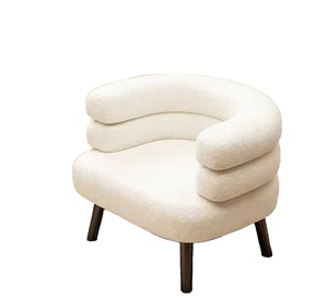 Cream Style Single <b>Sofa</b> Chair Living Room Lamb Wool 2025 New Leisure Chair Home Bedroom Dressing Table Makeup Chair - Product Image 1