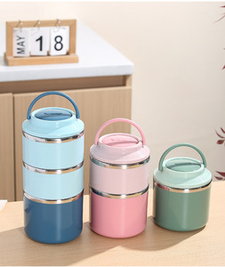 Lonchera Térmica Aislada Apilable de Varias Capas, 660ml-1460ml, Acero Inoxidable 304, Contenedor de Alimentos Térmico Portátil con Asa, Logotipo Personalizado - Product Image 4