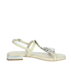 Gioseppo Women's Low <b>Sandal</b> Cream <b>Flat</b> Heel Strappy Design Summer Wear - Product Image 4
