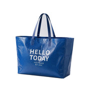 Sac fourre-tout tissé laminé en PP, grand format, motif géométrique, style lettre, imprimé sur mesure, écologique et recyclable, idéal pour les cadeaux (vente en gros)