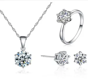 Simple korean style 4pcs crystal set jewelry wholesale jewelry set