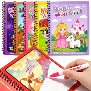 Livres d'<span class=keywords><strong>aquarelle</strong></span> magiques personnalisés pour l'éducation précoce, <span class=keywords><strong>livre</strong></span> de peinture à l'eau réutilisable, stylo à eau magique silencieux et coloriage magique - Product Image 4