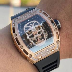 Reloj Mecánico Automático de Hombre, Modelo Top 052 Skull, con Diamantes, Forma de Barril de Vino, Tourbillon, Moderno, para Negocios y Discotecas - Product Image 3