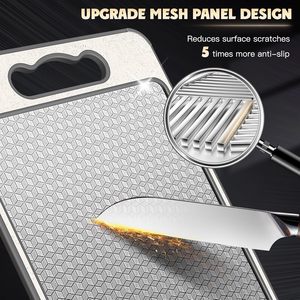 Planche à découper beige en acier inoxydable SS304 double face, résistante aux rayures, écologique, recyclable, compatible lave-vaisselle, pour la cuisine - Product Image 2