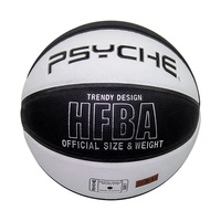 Ballon de basketball d'entraînement PSYCHE personnalisé en PU blanc et noir, taille officielle 7, durable, pour intérieur et extérieur