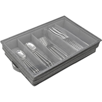 Boîte de rangement pour couverts avec couvercle en PVC, 5 compartiments, pliable, boîte de rangement pour ustensiles, boîte de rangement pour couverts