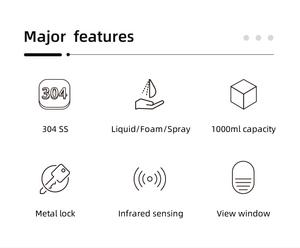 Distributeur automatique <span class=keywords><strong>de</strong></span> savon liquide en mousse sans contact mural en acier inoxydable AOLQ pour <span class=keywords><strong>salle</strong></span> <span class=keywords><strong>de</strong></span> <span class=keywords><strong>bain</strong></span> d'hôtel (vente en gros) - Product Image 2