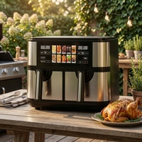 Friteuse à air numérique 8L à double panier en plastique avec panneau de commande TFT, four électrique intelligent multifonctionnel pour la cuisine