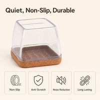 Protège-pieds carrés transparents en silicone pour meubles avec patin en feutre, anti-rayures, antidérapants et anti-bruit