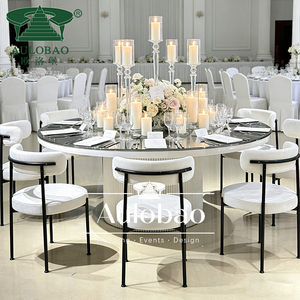 Mesas y sillas circulares de metal blanco para banquetes a precio económico. - Product Image 4