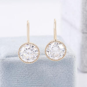 Pendientes de Oro Amarillo de 10K con Piedras Preciosas Sueltas de Color DEF, Pendientes de Moissanita de Corte Redondo Estilo Europeo Antiguo, Joyería Fina Provence Gems - Product Image 2