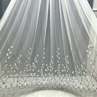Rideau en tulle brodé de style européen, rideau en tulle floral 3D en relief, rideau de fenêtre à bord festonné pour salon
