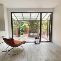 Puerta Corredera de Vidrio para Patio de Villa de Lujo, Puerta Corredera de Aluminio con Rotura de Puente Térmico e Impermeable para Sistema de Pérgola