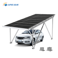 Système de montage photovoltaïque encadré pour carport commercial et résidentiel Super Solar, fondation en béton, garantie 12 ans, structures en aluminium