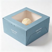 Boîte à pâtisserie bleue de qualité alimentaire personnalisée, emballage jetable pour gâteaux et desserts, boîte à gâteau en papier en gros