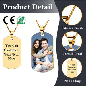 Collar de Pareja de Acero Inoxidable 304 Negro Cuadrado con Corazón, Ajustable, Personalizable con Letra, Foto o Identidad, para Regalo - Product Image 1