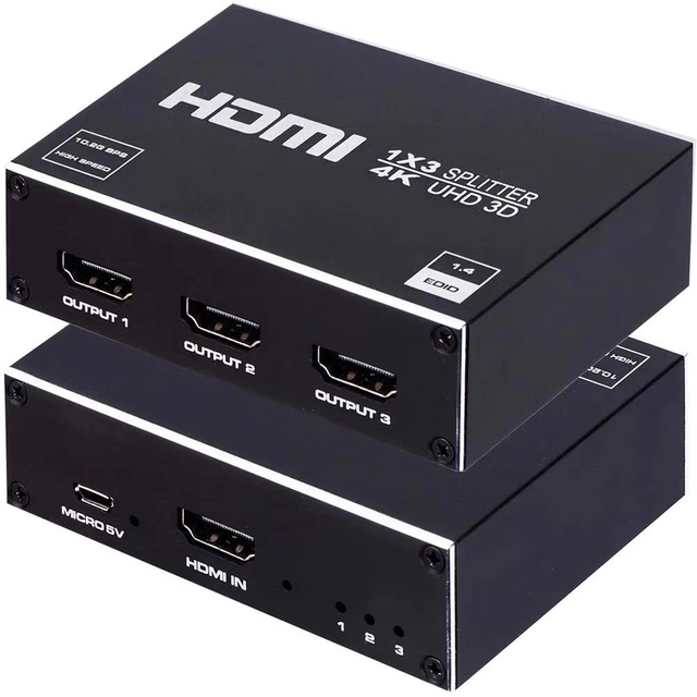 4K High Quality 1X3 hdmi Splitter 4K@60HZ 3 Port hdmi 1.4 Splitter 1 in 3 Out Support HDR 10 3D,Splitter HDMI LED