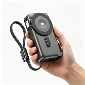 Cargador Portátil de 10000 mAh, Carga Rápida Inalámbrica, Banco de Energía Magnético USB con Cables Integrados para Teléfono y <span class=keywords><strong>Reloj</strong></span> - Product Image 5
