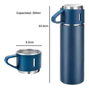 ชุดกระติกน้ำสุญญากาศสแตนเลส พร้อมแก้ว 2 ใบ ขนาด 500 มล. สำหรับชาและกาแฟ เก็บความร้อนและความเย็นได้นาน 12 ชั่วโมง ดีไซน์เรียบง่าย - Product Image 5