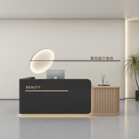 Meilleure vente : Bureau de réception moderne en forme de L pour infirmières, salons de coiffure, salles de sport, en bois de luxe avec éclairage LED