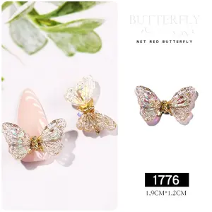 Wholesale 2024 New Design 3D Luxury Aurora Butterfly Zircon Diamond Nail Art Rhinestones DIY Nail Art Decoration Accessories