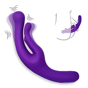 Vibrador sexual púrpura de lujo para clítoris femenino y sensación de punto G 3 velocidades y 4 modos Vibrador de doble cabeza