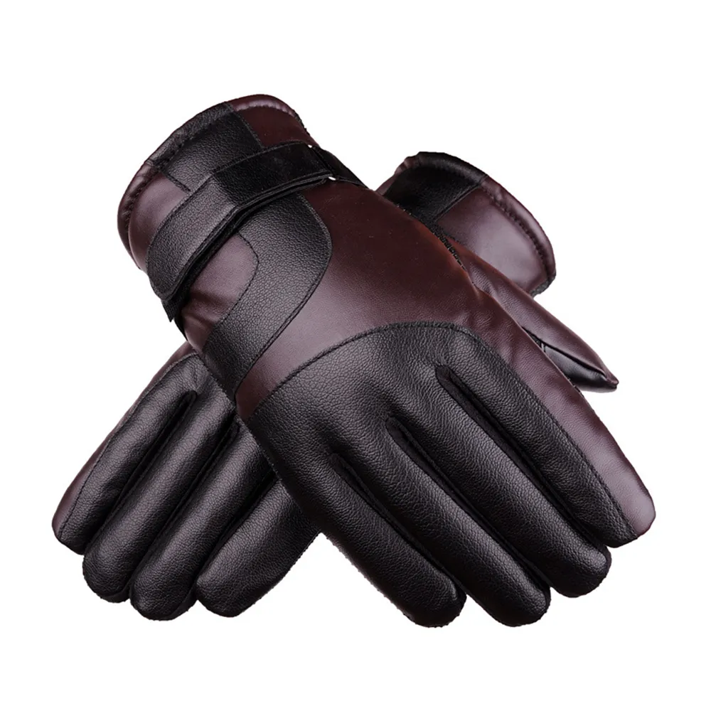 Winter men's outdoor cycling warm windproof cold touch screen cotton full finger gloves