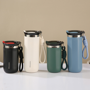 Gobelet isotherme double paroi en acier inoxydable 304 avec système de levage par anneau extérieur, tasse à café de cyclisme avec logo simple - Product Image 3