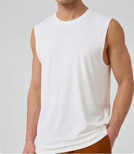 男士透气运动无袖单肩背心可定制标志新款欧洲尺寸素黑健身训练跑步上衣 - Product Image 6