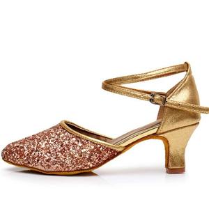 Chaussures de <span class=keywords><strong>danse</strong></span> salsa <span class=keywords><strong>kizomba</strong></span> latine pour femmes, paillettes dorées - Product Image 4