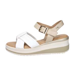 Valleverde Donna Sandalwood White <b>Beige</b> 5.5 Cm Heel Wedge Sandals Size 35 - Product Image 1