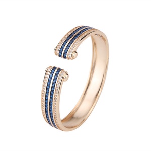 Factory Wholesale Fashion Eco-friendly <b>Copper</b> Gold Plated Micro Pave Multicolor Zircon Open Cuff <b>Bangle</b> Jewelry Women - Product Image 1