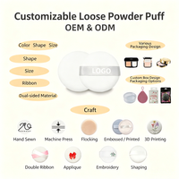 Éponge cosmétique personnalisée en velours floqué, mini, lavable, écologique, en forme de ruban, pour poudre libre et coussin d'air