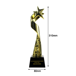 Piala Bintang Resin Emas Murah <span class=keywords><strong>2026</strong></span> dengan Alas Kaca Kristal Hitam, Penghargaan Piala Kemenangan - Product Image 2