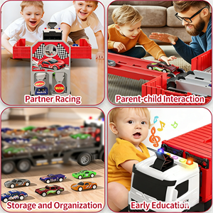 Yuglo Camión Contenedor con Pista de Deslizamiento Grande y Deformable, Garaje Plegable de Almacenamiento, Set de Juego Educativo para Coches - Product Image 6