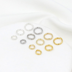 Bracelet à double anneau en cuivre pur plaqué or véritable 18 carats, anneau de connexion, porte-clés à double anneau, anneau suspendu, DIY - Product Image 2