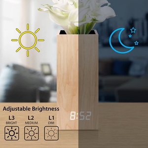 Réveil de bureau pour alarme, 1 pièce, contrôleur de son créatif intelligent, porte-stylo numérique, horloge en bois avec date - Product Image 5