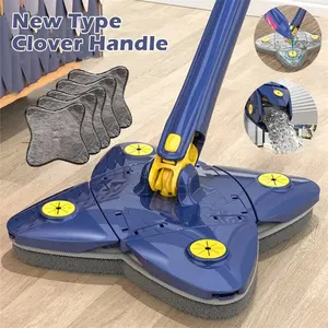 New Multifunctional 360-degree Rotating Large Wiper Flat Triangle Mop 4 Corners Mop Simulate Hand Twist Microfiber Mop