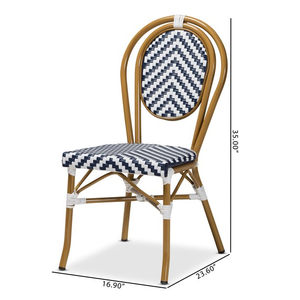Chaises de bistrot en aluminium avec design en osier et rotin aspect bambou pour l'extérieur - Product Image 2