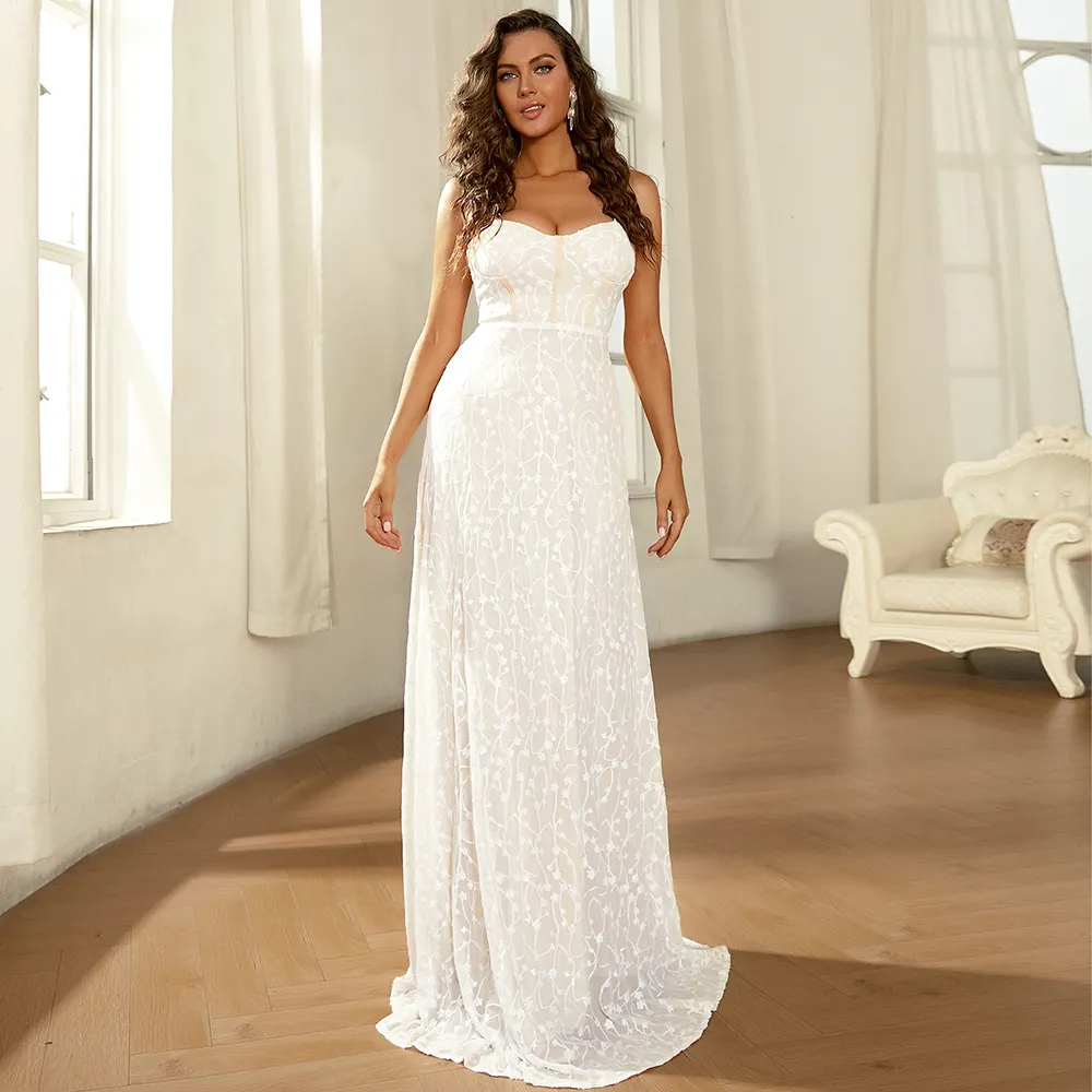Женское платье с открытыми плечами и вышивкой сзади, длинное свадебное платье на выпускной, свадебное платье, вечернее белое платье из ткани