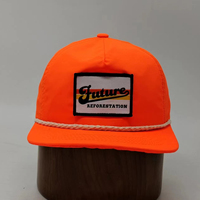 Nouvelle mode Casquette tissée personnalisée avec patch et logo en nylon étanche orange fluorescent à 5 panneaux Casquette de sport Snapback en corde