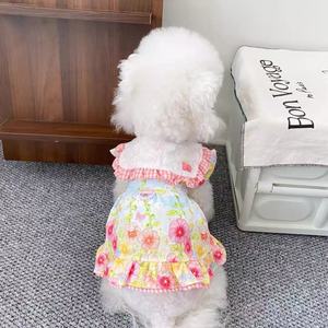Dog <b>Princess</b> Dress Summer Breathable Floral Skirt Small Pet <b>Clothes</b> - Product Image 1