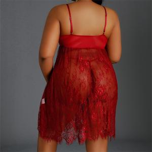 Ensemble de pyjamas pour femmes rouges, sexy et romantiques, sous-vêtements en dentelle à taille basse pour femmes - Product Image 2